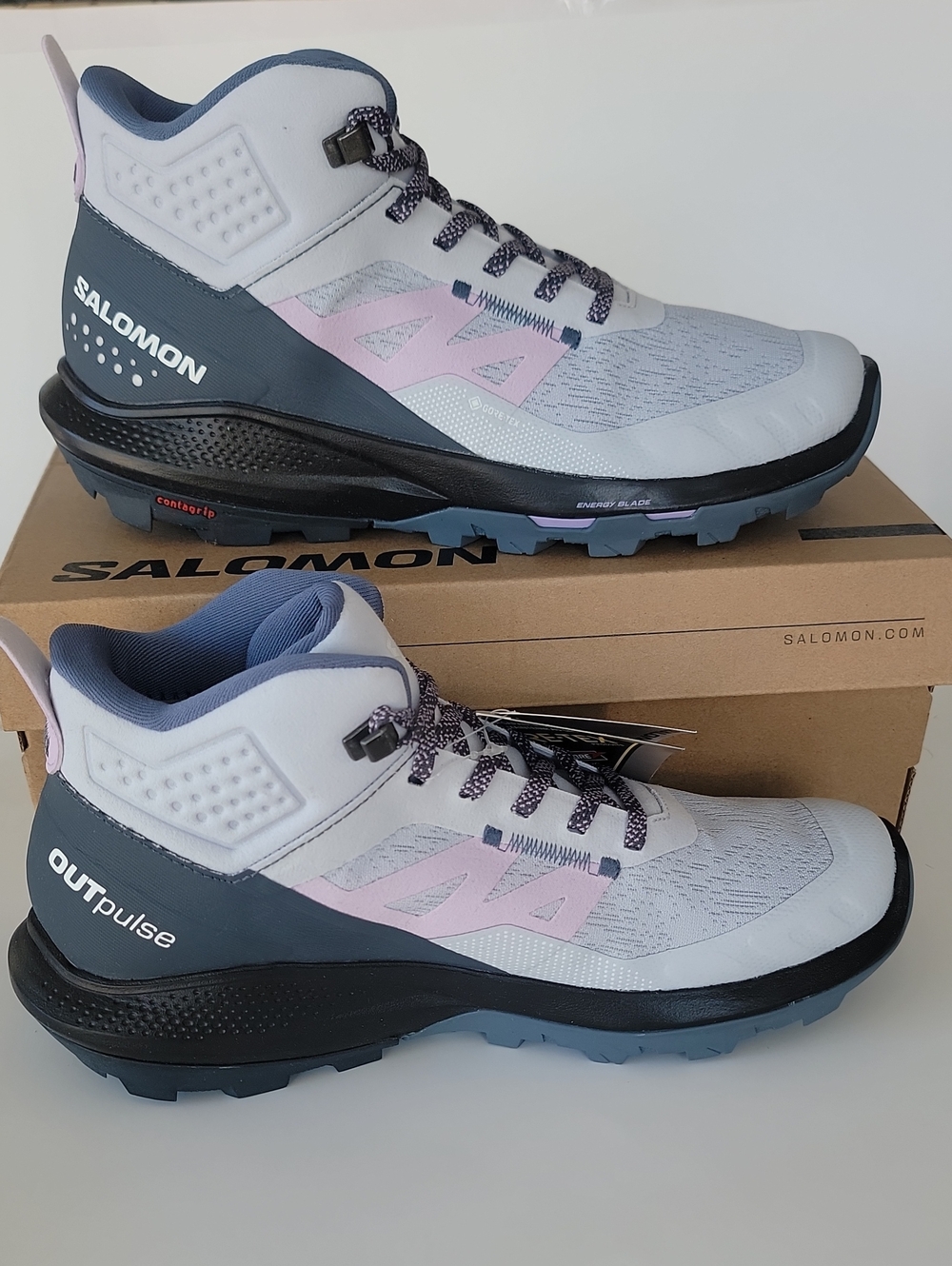 Salomon OUTpulse Mid GTX W Women's Hiking Shoes Arctic/orchid Bloom Size 7.5 M - Picture 6 of 9